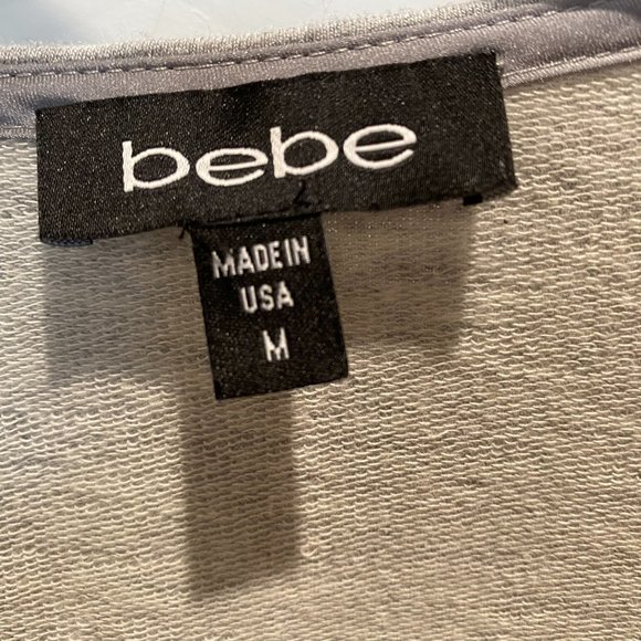Bebe Gray and White Cascading Cardigan Style Top Size Medium - Picture 8 of 9